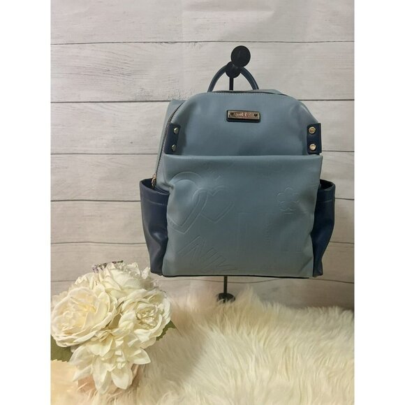 Nikky Lee Blue  Backpack 12418 New  Multi Zippers - Picture 1 of 10